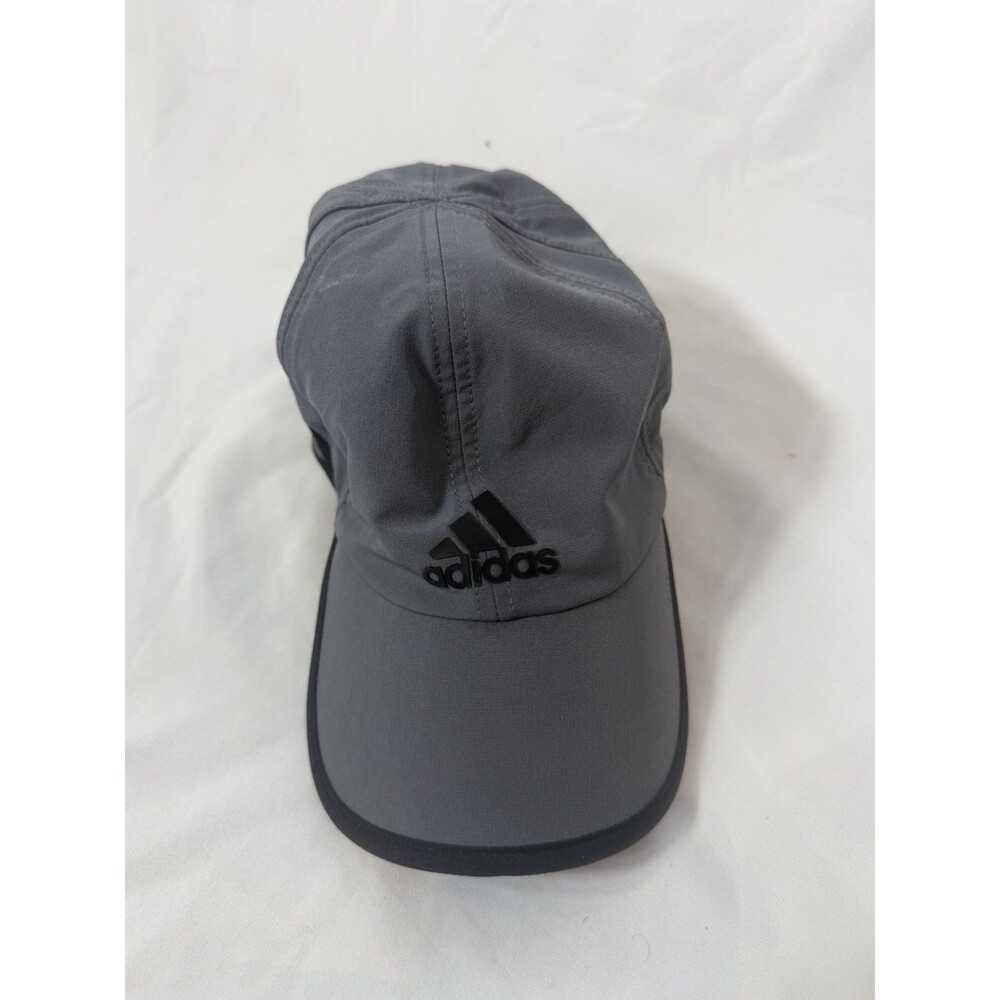 Adidas Climalite Running Hat Cap Gray Black Trim Adjustable Strapback RN 90288